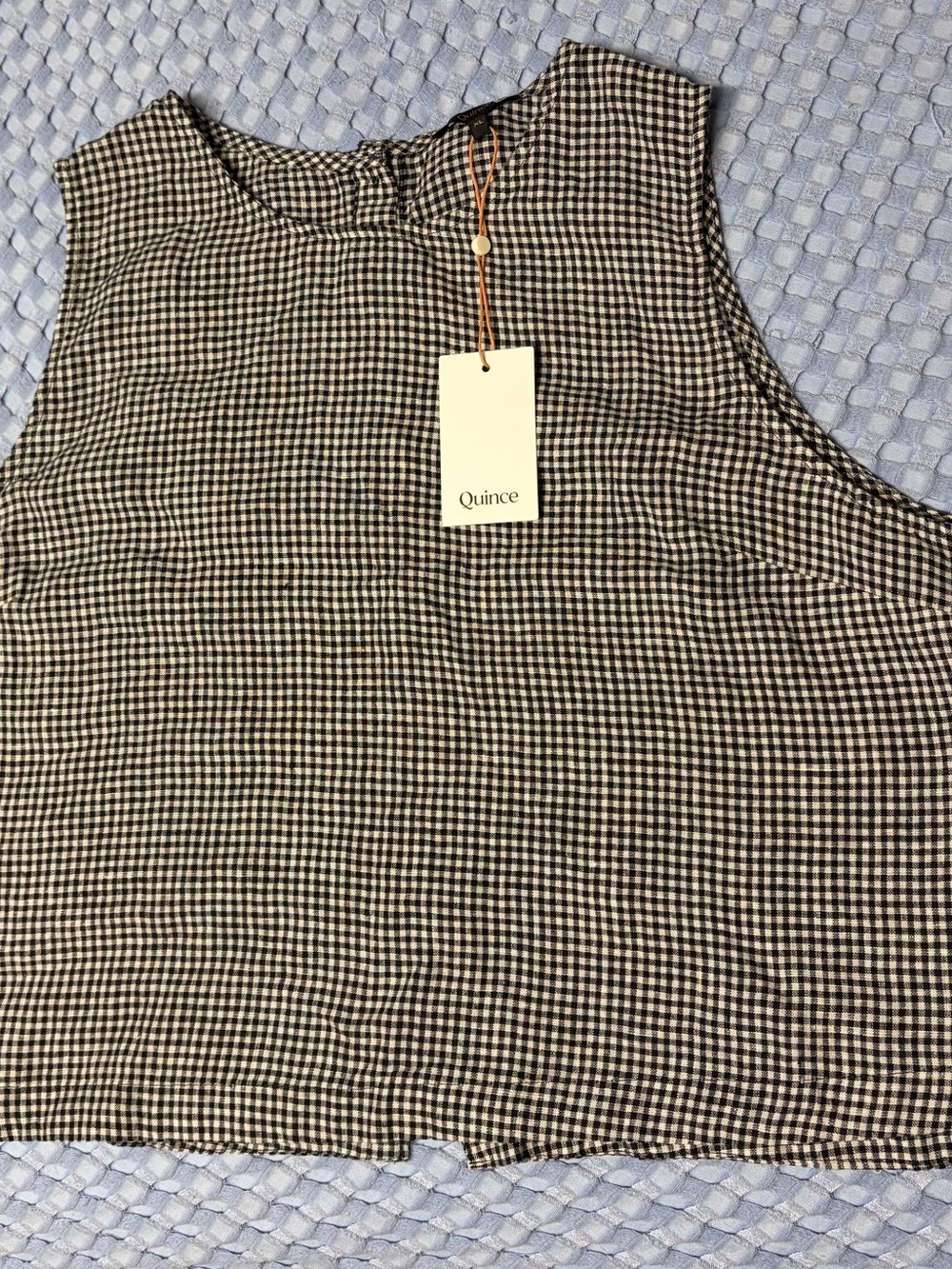 Quince NWT 100% European Linen Gingham Matching Set Tank Top Shorts